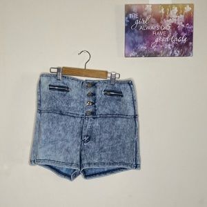 Large high waist denim stretchy shorts